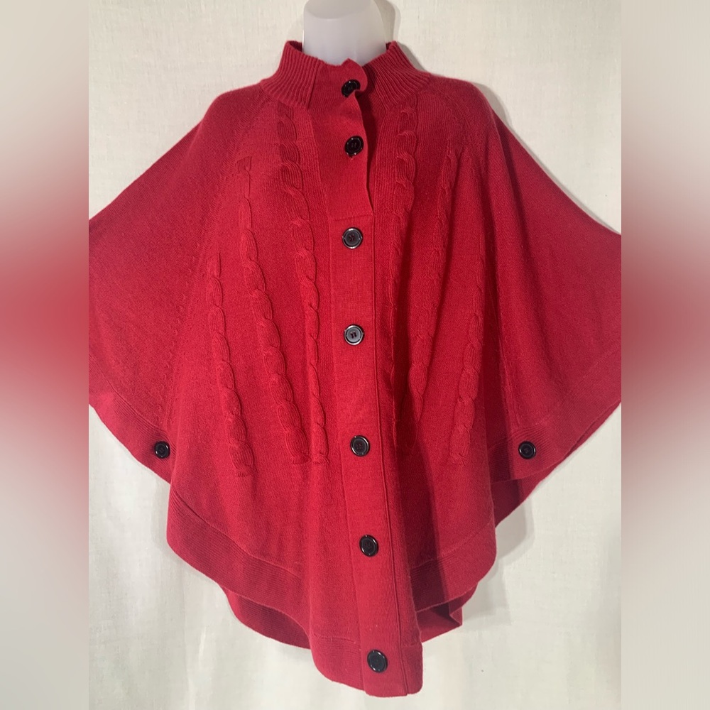 Angel Red Button-Up Women's poncho Sweater one size fits all